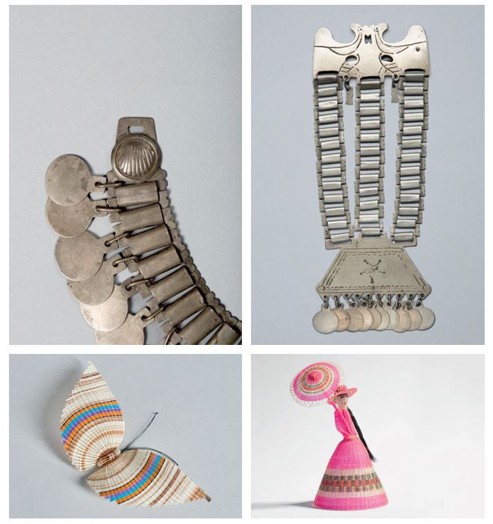 Compilado de imágenes de artesanías en metal y tejido en crin.