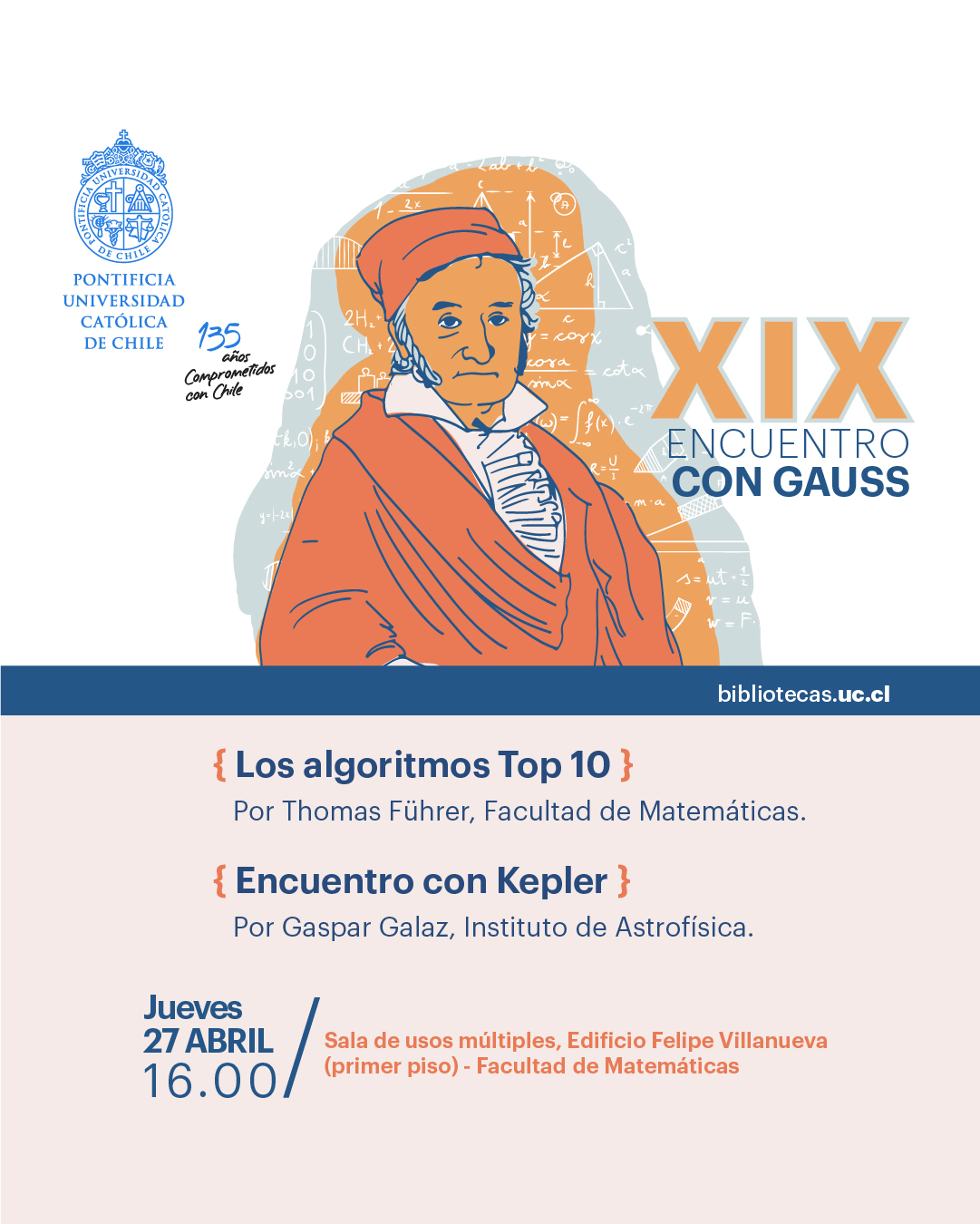 Afiche del encuentro con Gauss. El  link conduce a la página de inscripciones. 