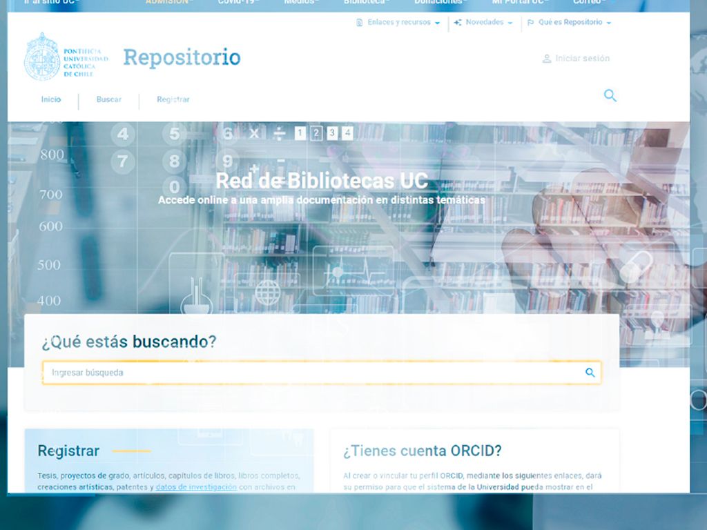 Imagen del sitio web del Repositorio UC