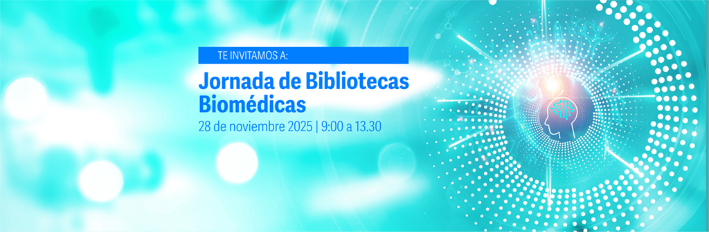 Gráfica invitando a participar de la Jornada Biomédica de Bibliotecas UC